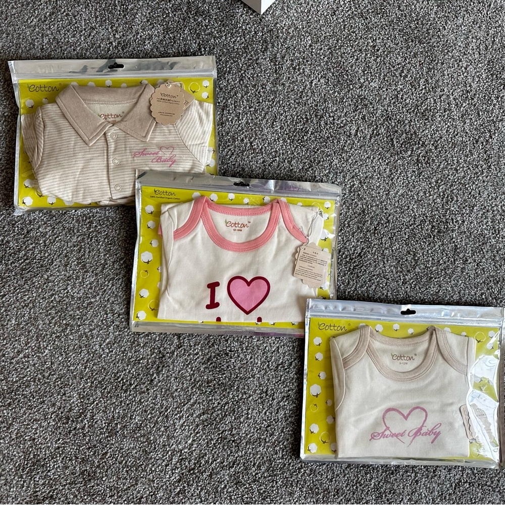NWT Baby Girl 3 piece lot, organic cotton